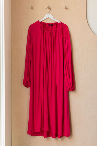 Sofie D'Hoore Puff Sleeve Wool Dress - Fuchsia