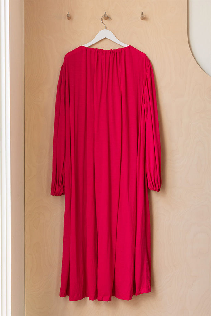 Sofie D'Hoore Puff Sleeve Wool Dress - Fuchsia
