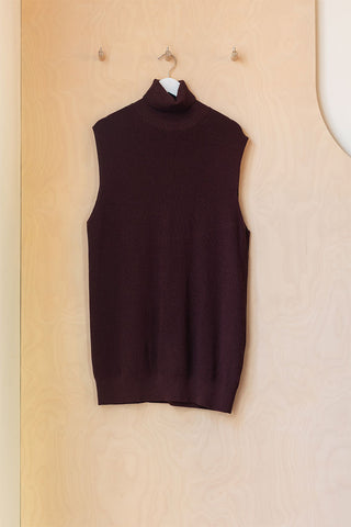 Dries Van Noten Rib Knit High Neck Vest - Brown