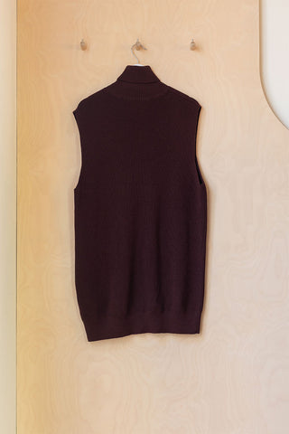Dries Van Noten Rib Knit High Neck Vest - Brown