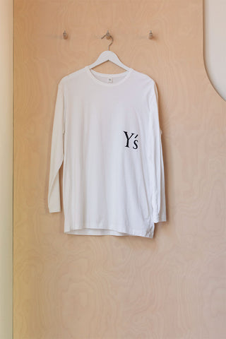 Y's by Yohji Yamamoto Logo Long Sleeve T-Shirt - White