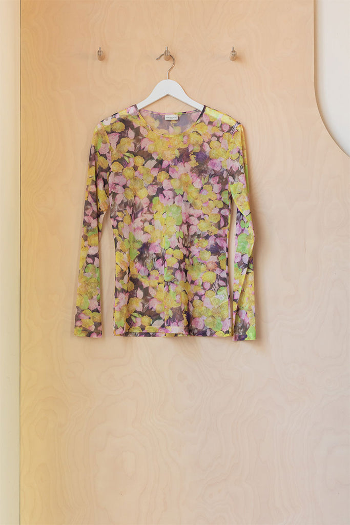 Dries Van Noten Heste Mesh Top - Yellow/Pink