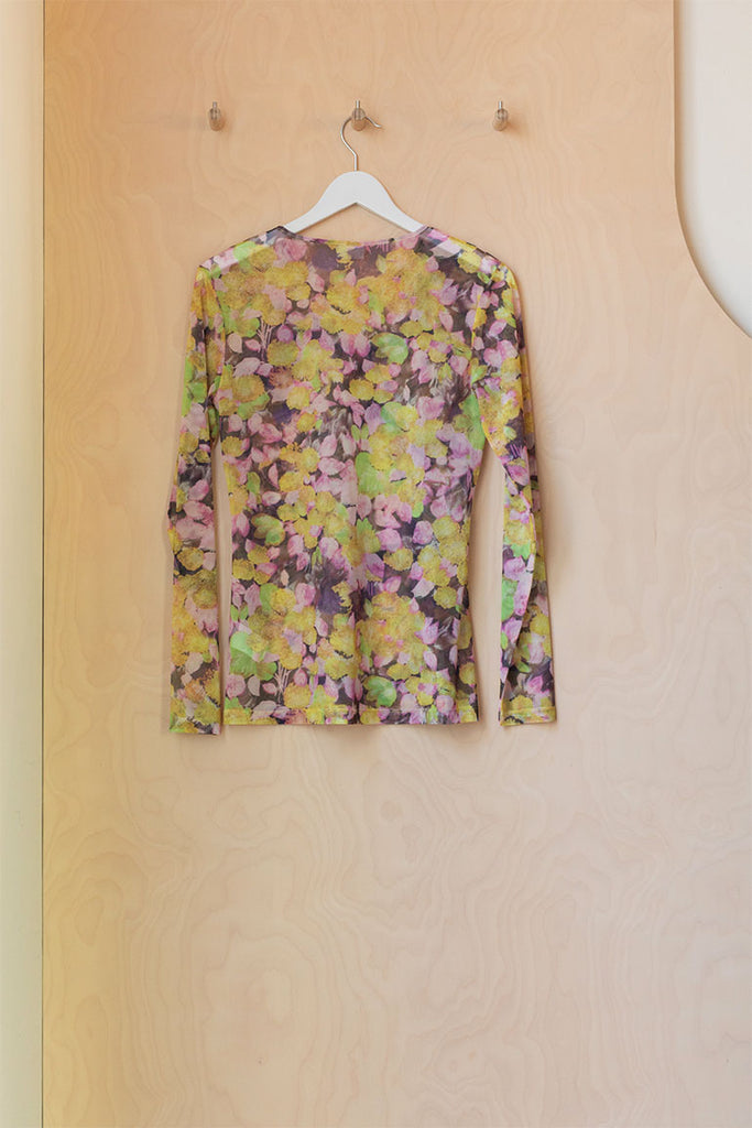 Dries Van Noten Heste Mesh Top - Yellow/Pink