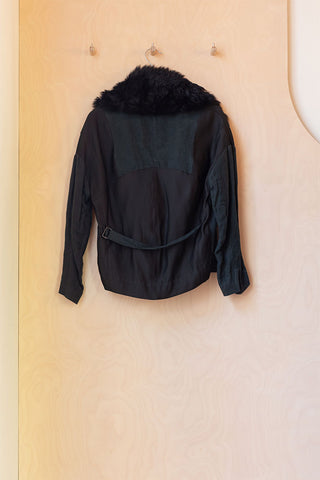 Archives Ann Demeulemeester Wool Fur Trim Jacket - Green