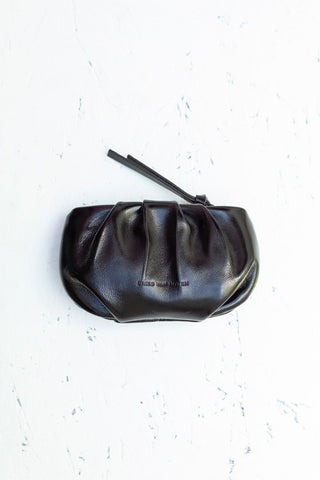 Polished Leather Pleated Purse - Ruby