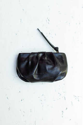 Polished Leather Pleated Purse - Turquoise