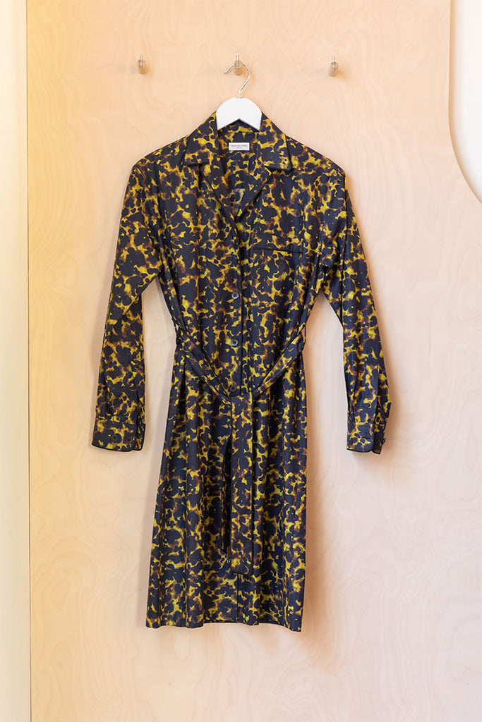Dries Van Noten Abstract Print Shirt Dress - Khaki