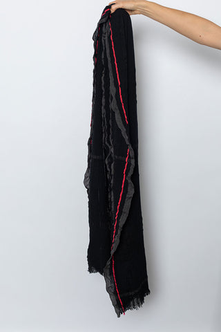 Plaid Frill Scarf - Black