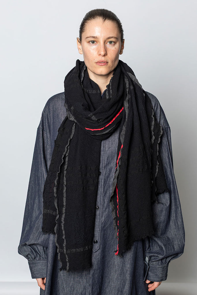 Plaid Frill Scarf - Black