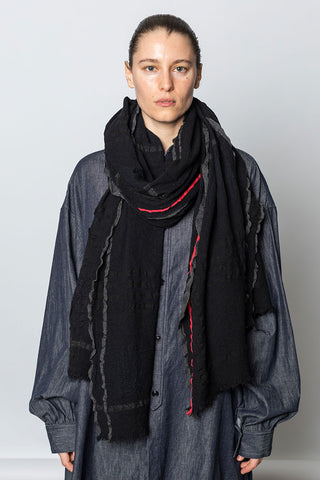 Plaid Frill Scarf - Black