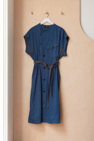 Y's by Yohji Yamamoto Denim Shirt Dress - Indigo/Grey