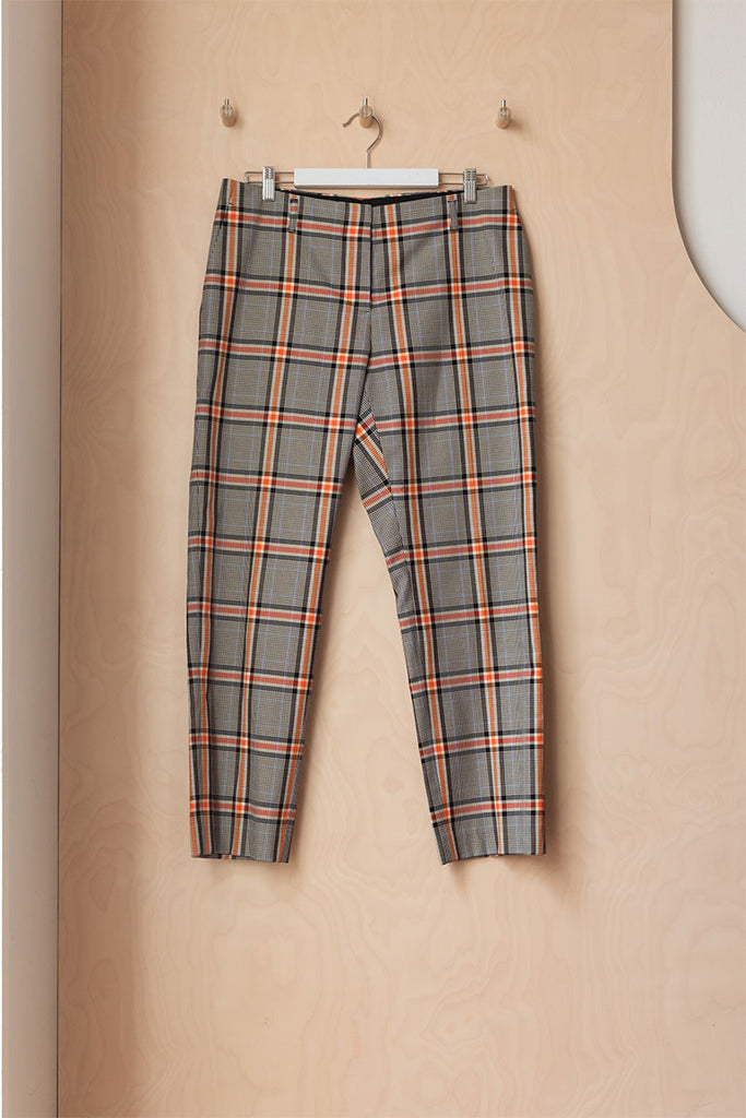 Dries Van Noten Plaid Pants - Black/Orange/Cream