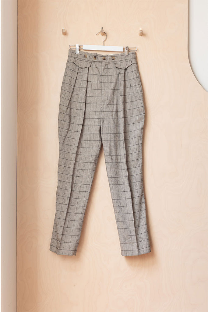 Bassike High Waist Check Pant - Grey