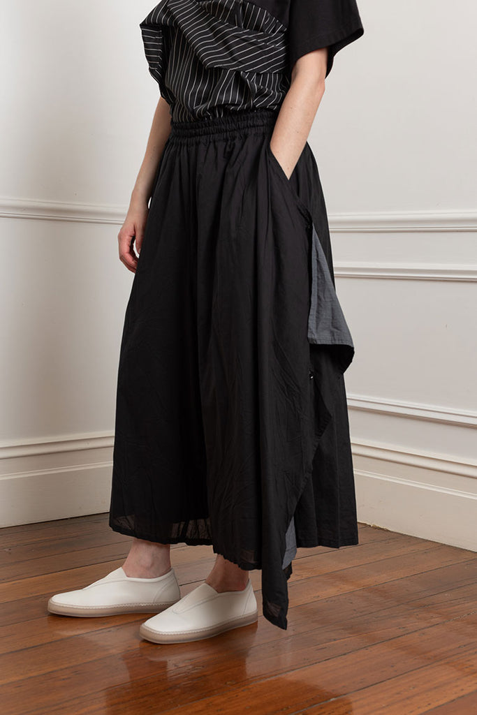 Draped Elastic Waist Pant - Black