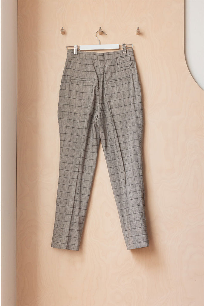 Bassike High Waist Check Pant - Grey