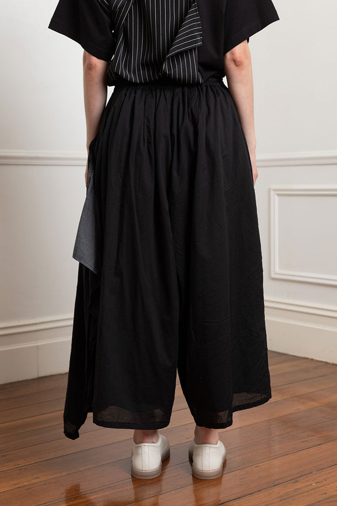 Draped Elastic Waist Pant - Black