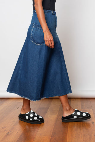 Denim Flared Skirt II - Indigo
