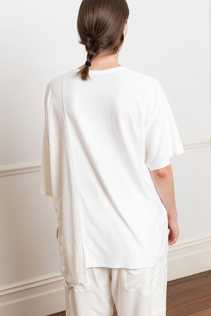 Asymmetrical Short Sleeve Blouse - Off White