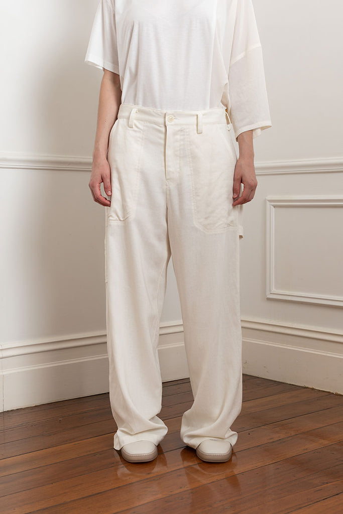 Viscose Flax Work Pants - Off White