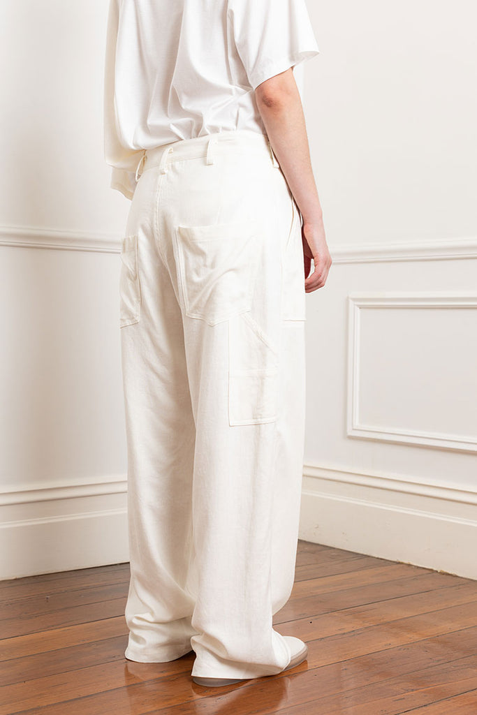 Viscose Flax Work Pants - Off White