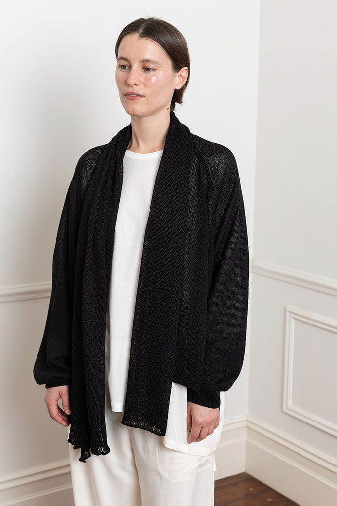 Scarf Gown Cardigan - Black