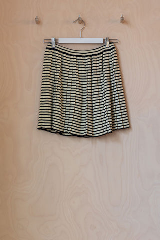 Cordera Striped Pleated Mini Skirt - Cream/Black