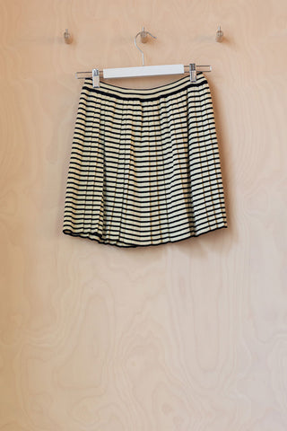 Cordera Striped Pleated Mini Skirt - Cream/Black
