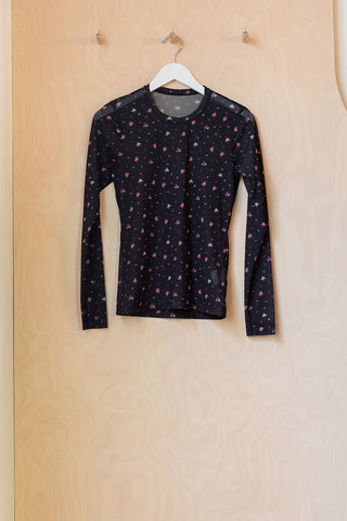 Molly Goddard Floral Mesh Freddie Top - Black