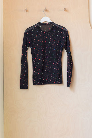 Molly Goddard Floral Mesh Freddie Top - Black