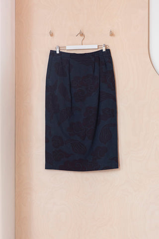 Dries Van Noten Cotton Floral Skirt - Indigo