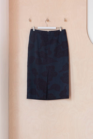 Dries Van Noten Cotton Floral Skirt - Indigo