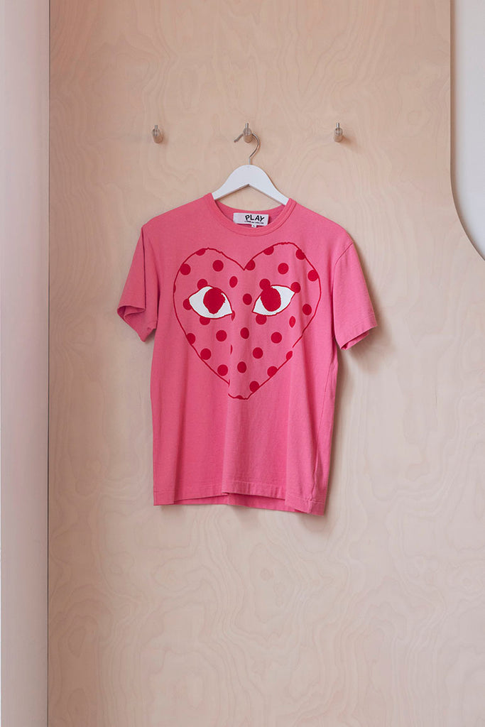 Comme Des Garçons Play Spotted Heart T-Shirt - Pink