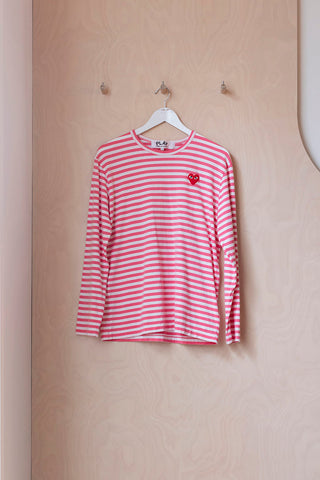 Comme Des Garçons Play Striped T-Shirt - Pink