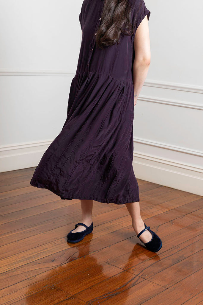 Garment Dyed Silk Shirt Dress - Deep Purple