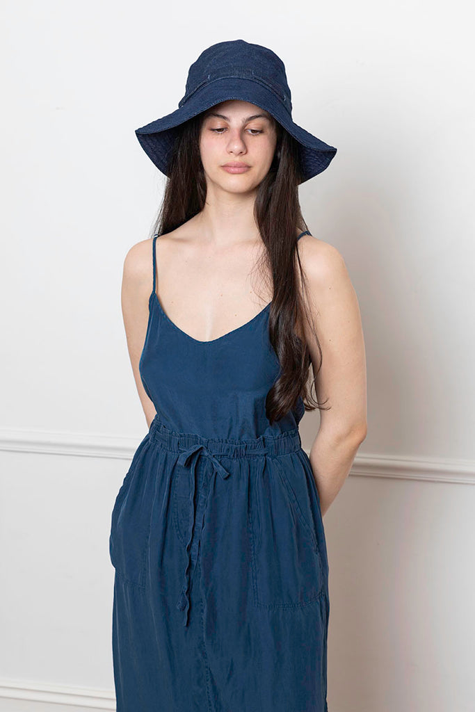 Garment Dyed Silk Slip Dress - Indigo