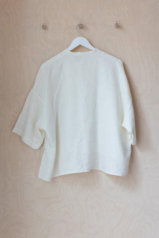Y's by Yohji Yamamoto Boxy Half Sleeve Shirt - Ivory