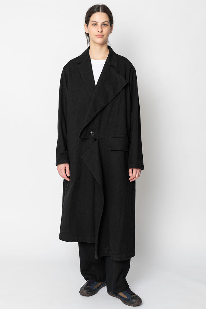 Left Front Cut Coat - Black