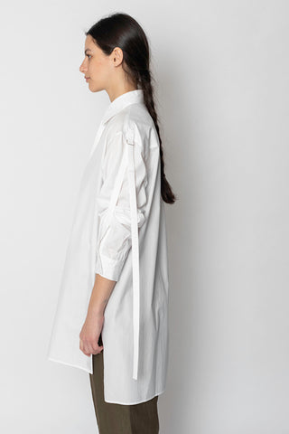 Collar Sleeve Tab Shirt - White