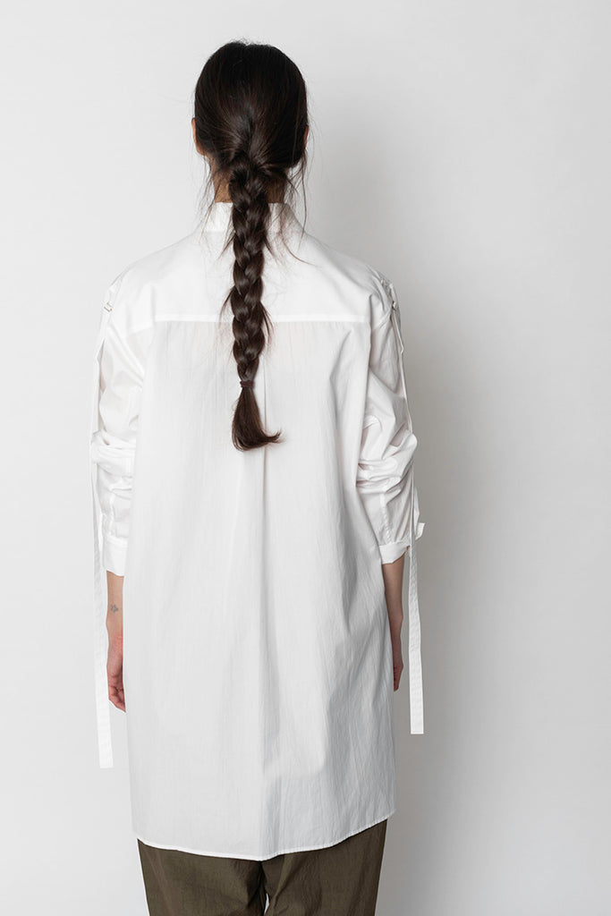 Collar Sleeve Tab Shirt - White