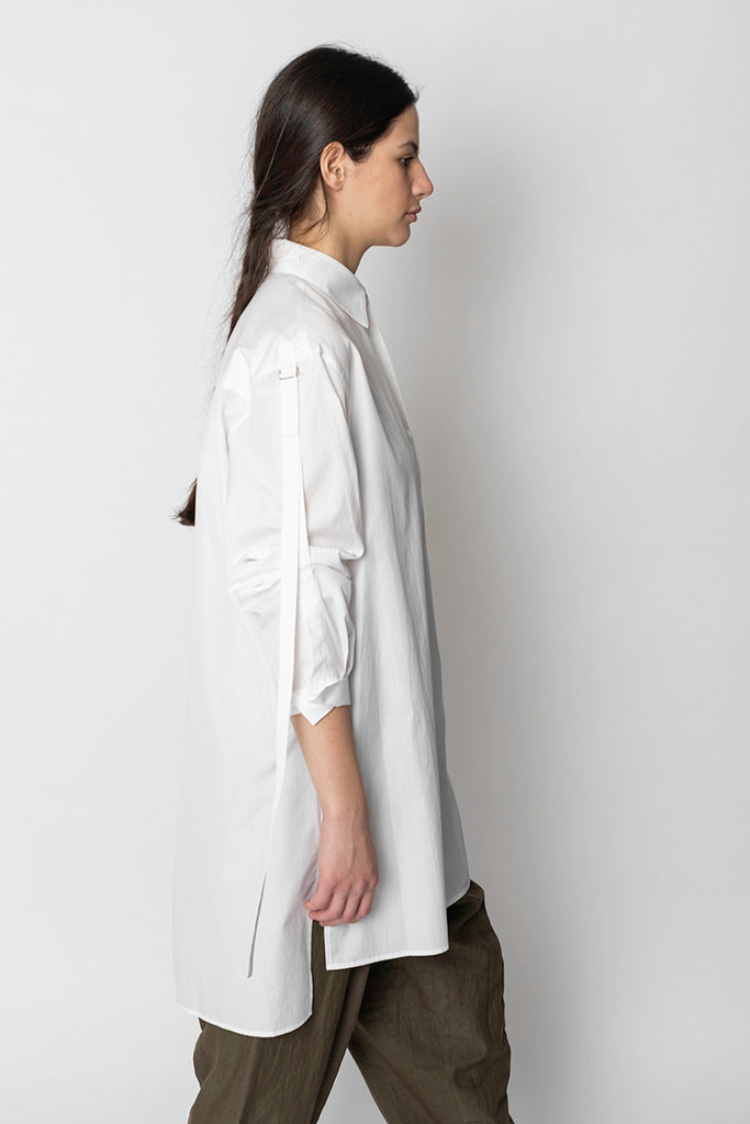 Collar Sleeve Tab Shirt - White