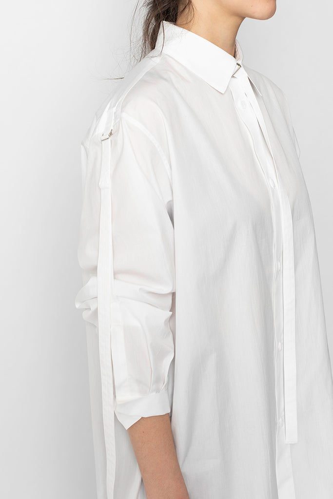 Collar Sleeve Tab Shirt - White