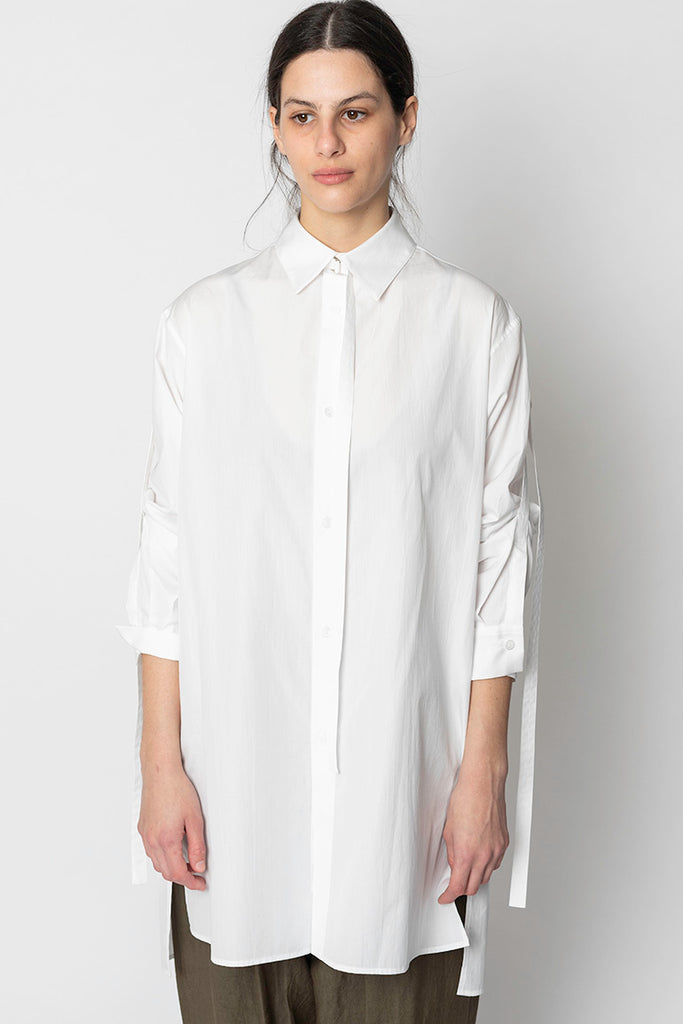 Collar Sleeve Tab Shirt - White