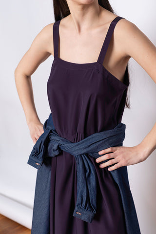 Organic Silk French Slip Dress - Deep Purple