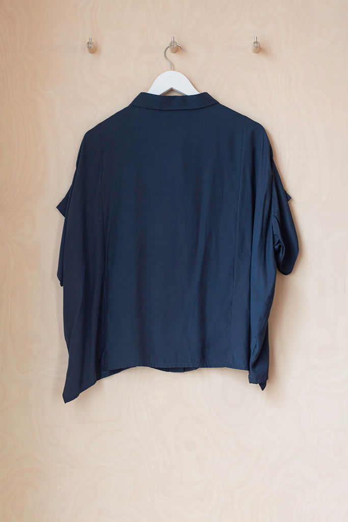 Archives Tartan Silk Maude Shirt - Navy