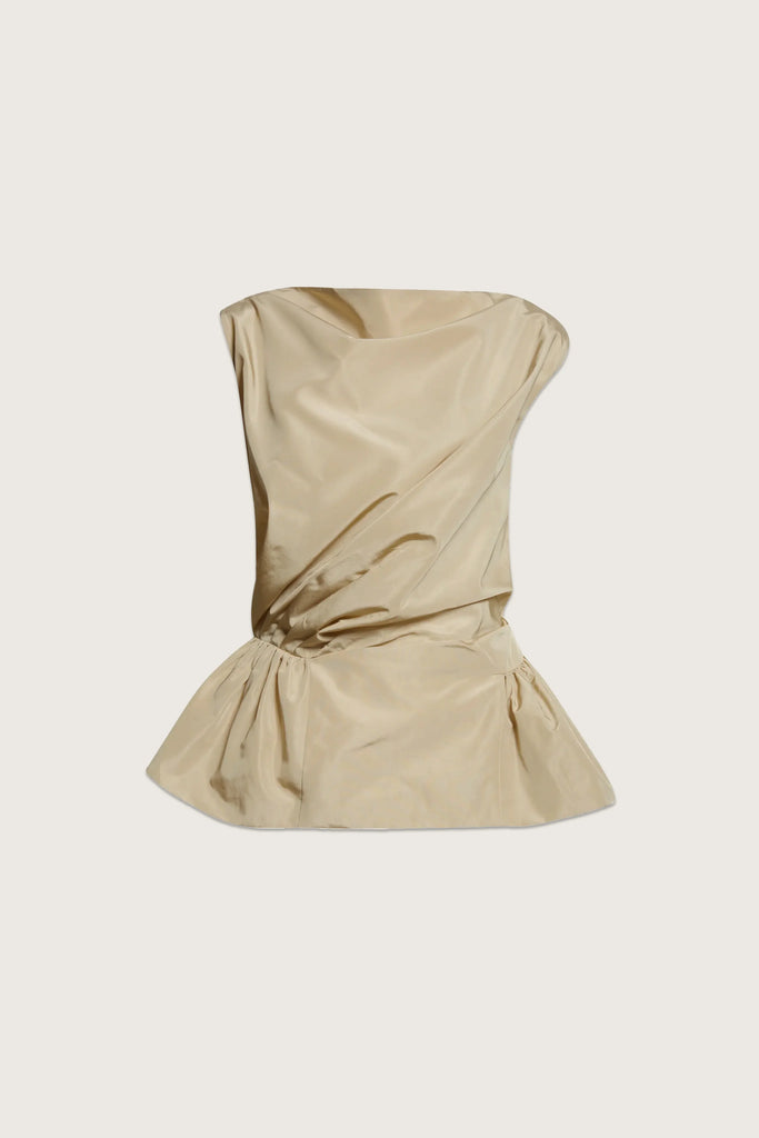 Draped Bind Peplum Top - Stone