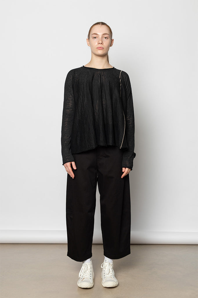 A Line Flare Pullover Top - Black