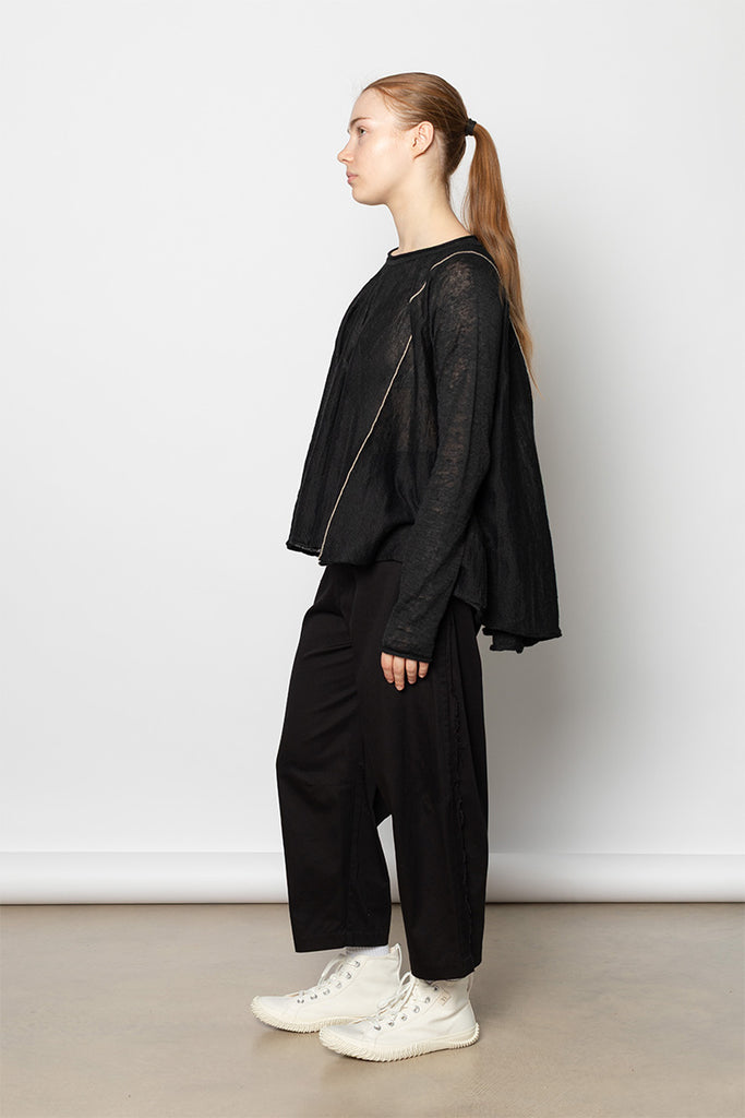 A Line Flare Pullover Top - Black