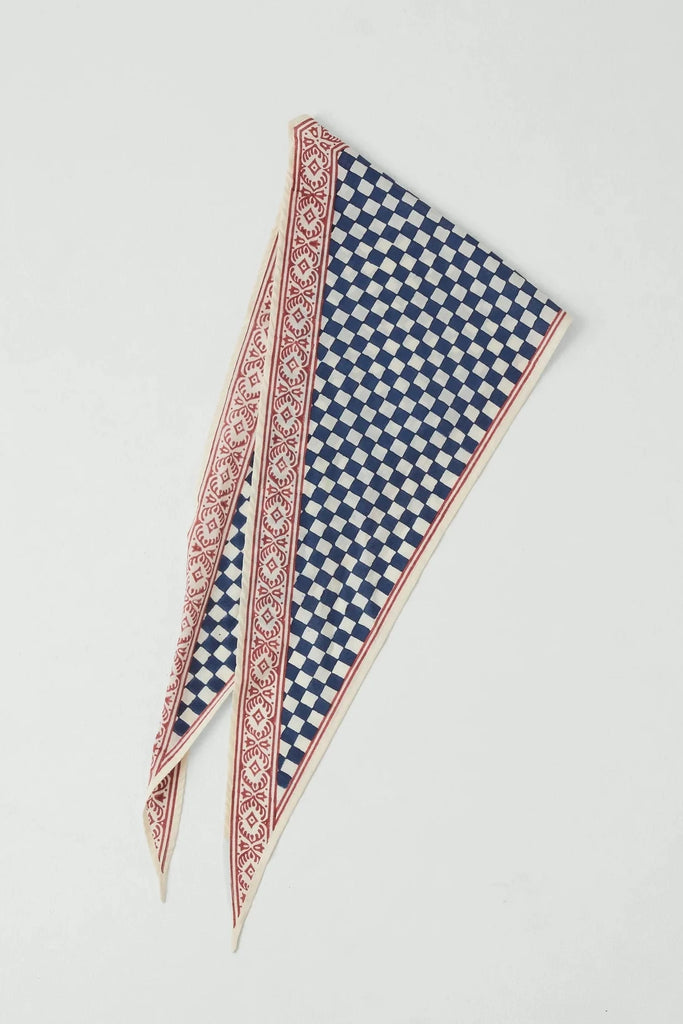 Block Print Cook Check Bandana - Provencal Blue