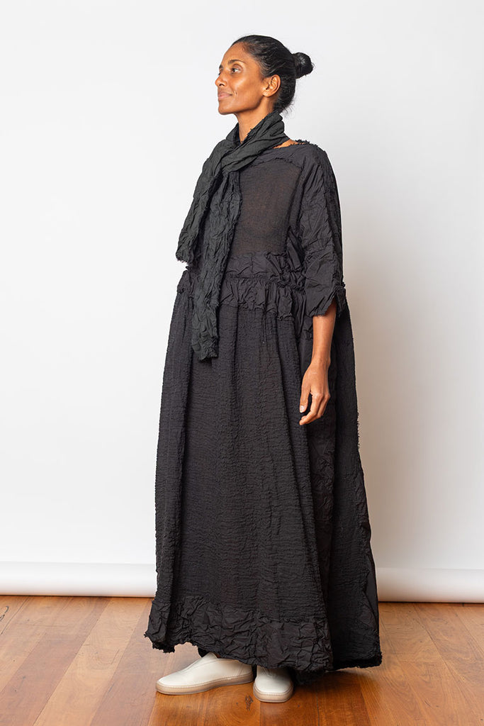 Abito Washed & Crushed Finish Dress - Black