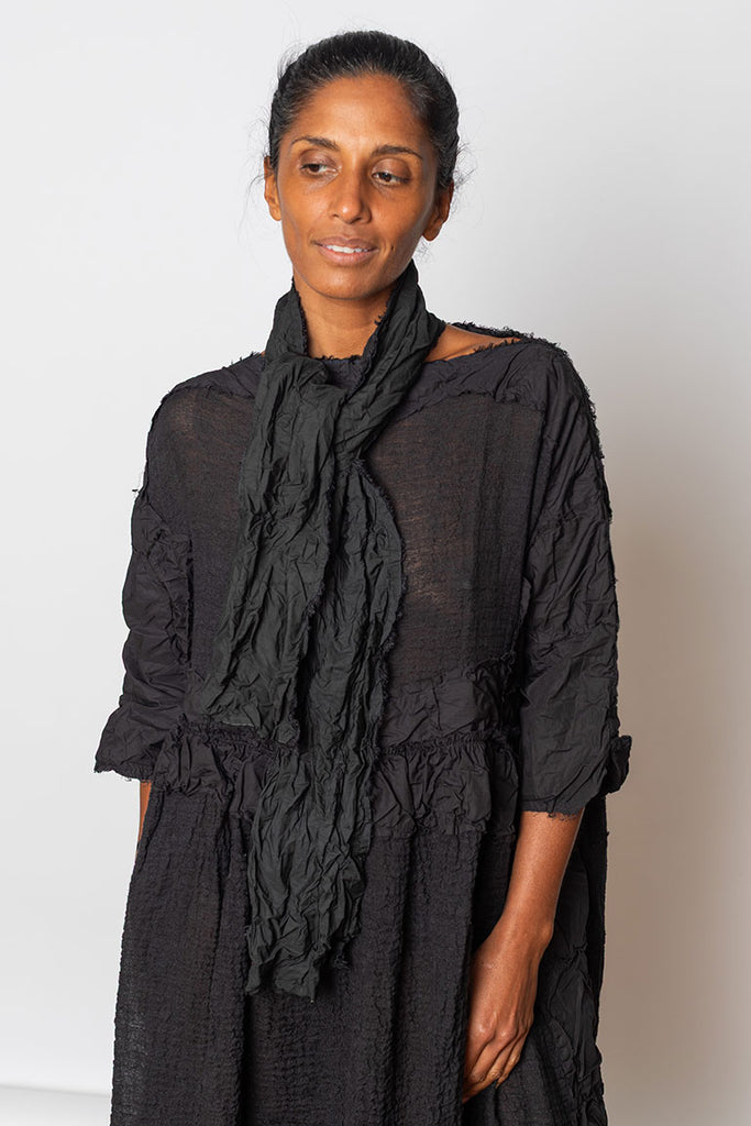 Abito Washed & Crushed Finish Dress - Black